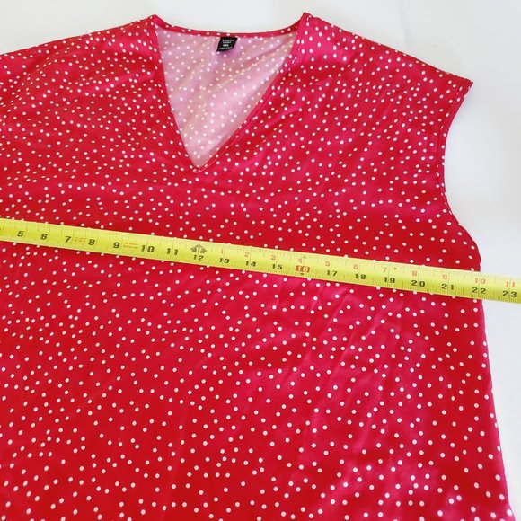 Shein Curve V-Neck Top Short Sleeve Retro Polka Dot Red XL - Picture 7 of 8